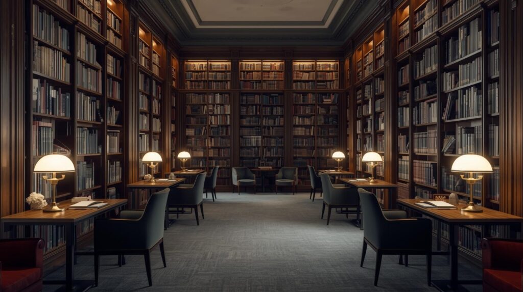 Erstelle das Bild einer Bibliothek zur Unternehmensnachfolge (10)